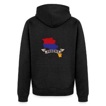 Armenische Flagge Armenien - Unisex Premium Bio Zip Hoodie - Schwarz - Hinten - Nico (187cm)