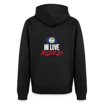 Belize Flagge Belizer - Unisex Premium Bio Zip Hoodie - Schwarz - Hinten - Nico (187cm)