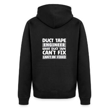 Duct Tape Panzertape Handwerker Klebeband - Unisex Premium Bio Zip Hoodie - Schwarz - Hinten - Nico (187cm)