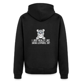 Snow leopard - Unisex Premium Organic Zip Hoodie - black - Back - Nico (187cm)