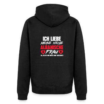 Albanische Flagge Albanischer Adler Shqiponja - Unisex Premium Bio Zip Hoodie - Schwarz - Hinten - Nico (187cm)