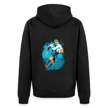 Rugby cadeau chemises droles - Veste à capuche bio Premium Unisexe - noir - Dos - Nico (187cm)