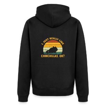 Chinchilla - Unisex Premium Bio Zip Hoodie - Schwarz - Hinten - Nico (187cm)