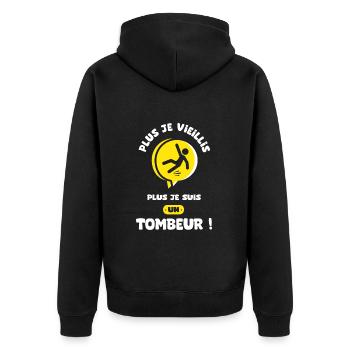 plus je vieillis plus je suis un tombeur - Veste à capuche bio Premium Unisexe - noir - Dos - Nico (187cm)