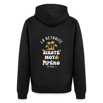 motard humour retraite sieste moto apéro - Veste à capuche bio Premium Unisexe - noir - Dos - Nico (187cm)