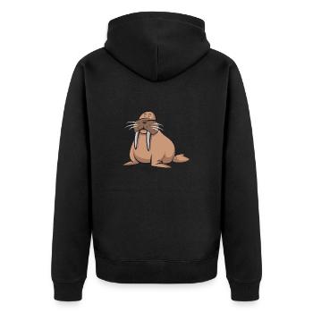 Walross - Unisex Premium Bio Zip Hoodie - Schwarz - Hinten - Nico (187cm)