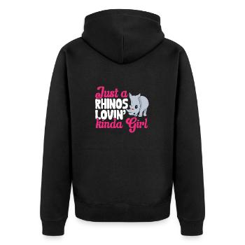 Nashorn Rhino Einhorn - Unisex Premium Bio Zip Hoodie - Schwarz - Hinten - Nico (187cm)