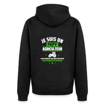 Papy Agriculteur,cadeau pour grand-père,Tracteur - Veste à capuche bio Premium Unisexe - noir - Dos - Nico (187cm)