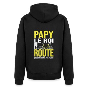 Papy Cycliste vélo grand père velo - Veste à capuche bio Premium Unisexe - noir - Dos - Nico (187cm)