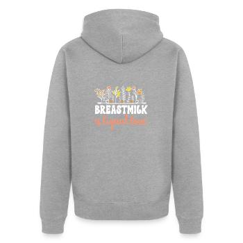 Lactation Consultant IBCLC - Unisex Premium Organic Zip Hoodie - heather grey - Back - Nico (187cm)
