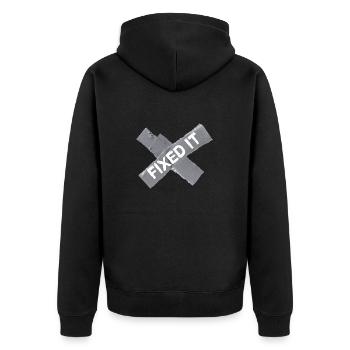 Duct Tape Panzertape Handwerker Klebeband - Unisex Premium Bio Zip Hoodie - Schwarz - Hinten - Nico (187cm)