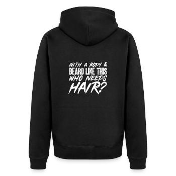 Tête chauve Calvitie Barbe Tête chauve - Veste à capuche bio Premium Unisexe - noir - Dos - Nico (187cm)