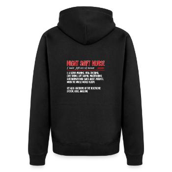 Night Shift Nurse - Unisex Premium Organic Zip Hoodie - black - Back - Nico (187cm)