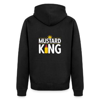 Senf Mustard - Unisex Premium Organic Zip Hoodie - black - Back - Nico (187cm)