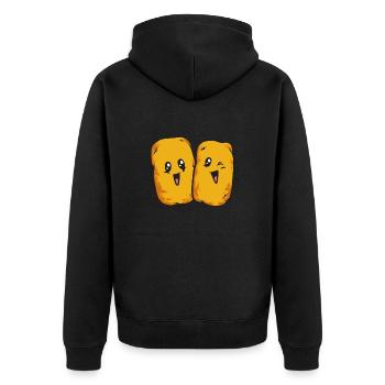 Chicken Nugget Liebhaber Chicken Nuggets - Unisex Premium Bio Zip Hoodie - Schwarz - Hinten - Nico (187cm)