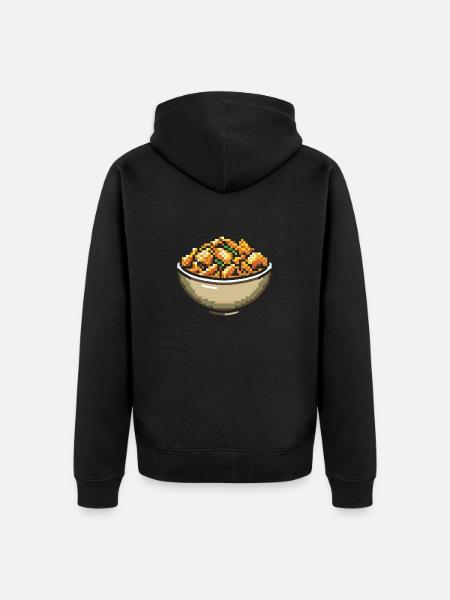 Pasta Pasta Pixel Icon - Unisex Premium Organic Zip Hoodie - black
