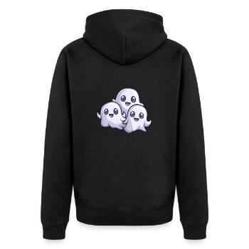 Geister Halloween Niedlich Comic - Unisex Premium Bio Zip Hoodie - Schwarz - Hinten - Nico (187cm)
