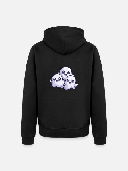 Ghosts Halloween Cute Comic - Unisex Premium Organic Zip Hoodie - black