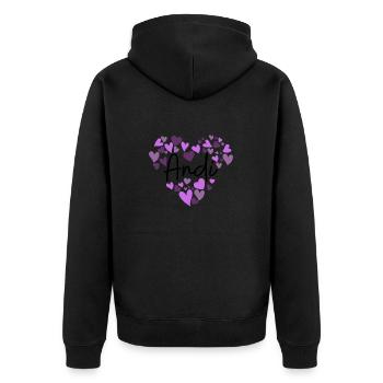 J’adore les cœurs Andi en violet - Veste à capuche bio Premium Unisexe - noir - Dos - Nico (187cm)