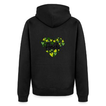 J’adore les cœurs Andi en vert - Veste à capuche bio Premium Unisexe - noir - Dos - Nico (187cm)