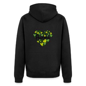 Ich liebe Aurora Herzen in Grün - Unisex Premium Bio Zip Hoodie - Schwarz - Hinten - Nico (187cm)