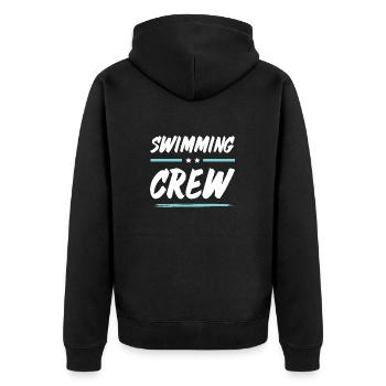 Swimming Crew - Unisex Premium Organic Zip Hoodie - black - Back - Nico (187cm)