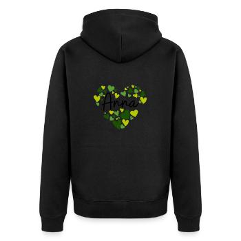 I love Anna hearts in green - Unisex Premium Organic Zip Hoodie - black - Back - Nico (187cm)
