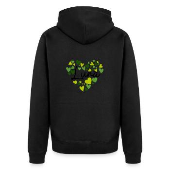 Luna Namensdesign mit herzförmigen grünen Herzen - Unisex Premium Bio Zip Hoodie - Schwarz - Hinten - Nico (187cm)