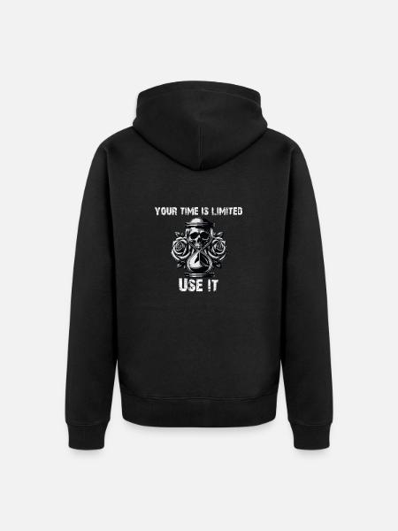 Your time is limited Skull - Unisex Premium Organic Zip Hoodie - black