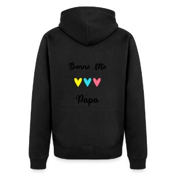 FÊTE DES PÈRES. BONNE FÊTE PAPA. PAPA. BONNE FÊTE - Veste à capuche bio Premium Unisexe - noir - Dos - Nico (187cm)