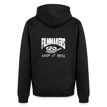 Video Editor Filmemacher Videofilmer - Unisex Premium Bio Zip Hoodie - Schwarz - Hinten - Nico (187cm)