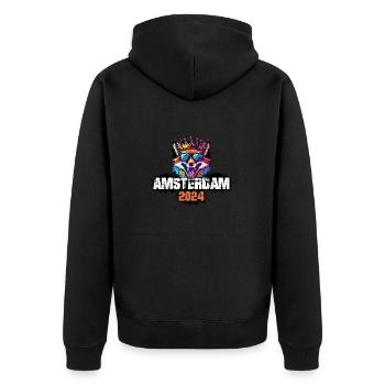 Amsterdam 2024 Vacation Fox - Unisex Premium Organic Zip Hoodie - black - Back - Nico (187cm)