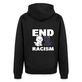 End Racism Anwalt gegen Rassismus - Unisex Premium Bio Zip Hoodie - Schwarz - Hinten - Nico (187cm)