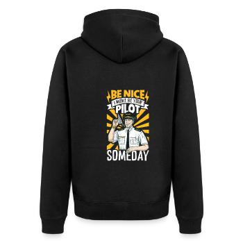 Pilot Aviation Airplane Airline Future Pilots - Unisex Premium Organic Zip Hoodie - black - Back - Nico (187cm)