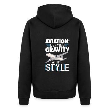 Pilot Aviation Airplane Airline Future Pilots - Unisex Premium Organic Zip Hoodie - black - Back - Nico (187cm)
