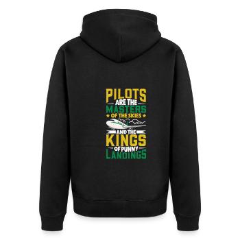 Pilot Aviation Airplane Airline Future Pilots - Unisex Premium Organic Zip Hoodie - black - Back - Nico (187cm)