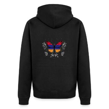 Armenische Flagge Armenien - Unisex Premium Bio Zip Hoodie - Schwarz - Hinten - Nico (187cm)