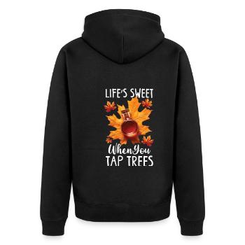 Maple syrup Canada tradition and cones - Unisex Premium Organic Zip Hoodie - black - Back - Nico (187cm)