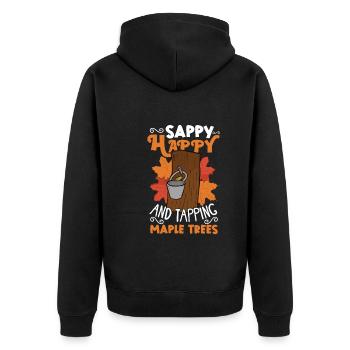 Maple syrup Canada tradition and cones - Unisex Premium Organic Zip Hoodie - black - Back - Nico (187cm)