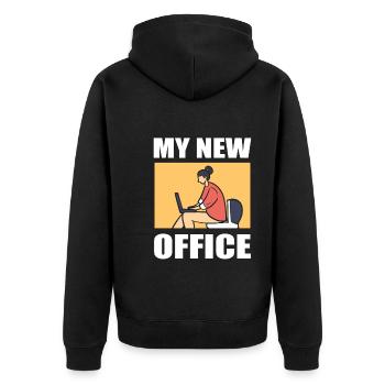 Lustiges Home Office Büroangestellter - Unisex Premium Bio Zip Hoodie - Schwarz - Hinten - Nico (187cm)
