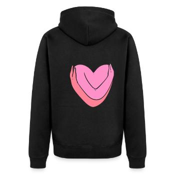 Menschliche Hände umarmen sich Pflegekraft - Unisex Premium Bio Zip Hoodie - Schwarz - Hinten - Nico (187cm)