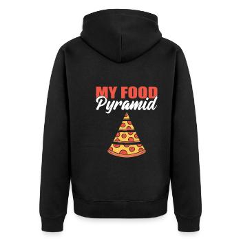 My Food Pyramid Pizza -Liebhaber - Unisex Premium Bio Zip Hoodie - Schwarz - Hinten - Nico (187cm)