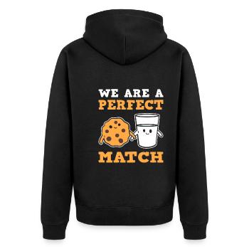 We Are A Perfect Match Cookies Keksmacher - Unisex Premium Bio Zip Hoodie - Schwarz - Hinten - Nico (187cm)
