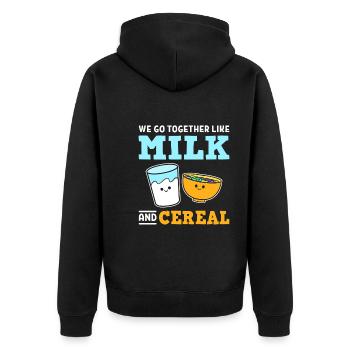 We Go Together Like Milk And Cereal Müsli Fan - Unisex Premium Bio Zip Hoodie - Schwarz - Hinten - Nico (187cm)
