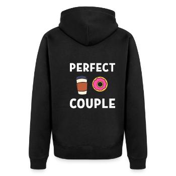 Perfect Couple Kaffeesüchtiger - Unisex Premium Bio Zip Hoodie - Schwarz - Hinten - Nico (187cm)
