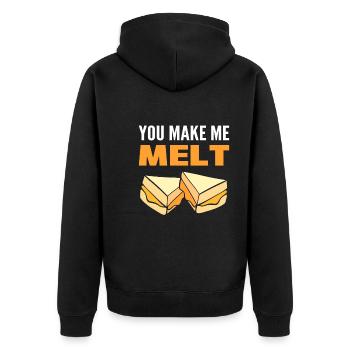You Make Me Melt Käsemacher - Unisex Premium Bio Zip Hoodie - Schwarz - Hinten - Nico (187cm)