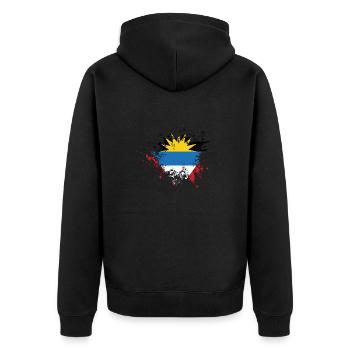 Antigua und Barbuda Flagge - Unisex Premium Bio Zip Hoodie - Schwarz - Hinten - Nico (187cm)