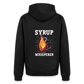Ahornsirup Kanada Tradition Und Zapfen - Unisex Premium Bio Zip Hoodie - Schwarz - Hinten - Nico (187cm)