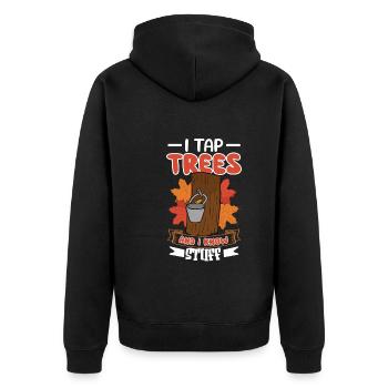 Maple syrup Canada tradition and cones - Unisex Premium Organic Zip Hoodie - black - Back - Nico (187cm)