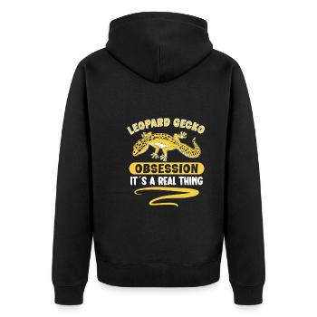Lustiger Leopardgecko-besitzer, Reptilien-humor, - Unisex Premium Bio Zip Hoodie - Schwarz - Hinten - Nico (187cm)